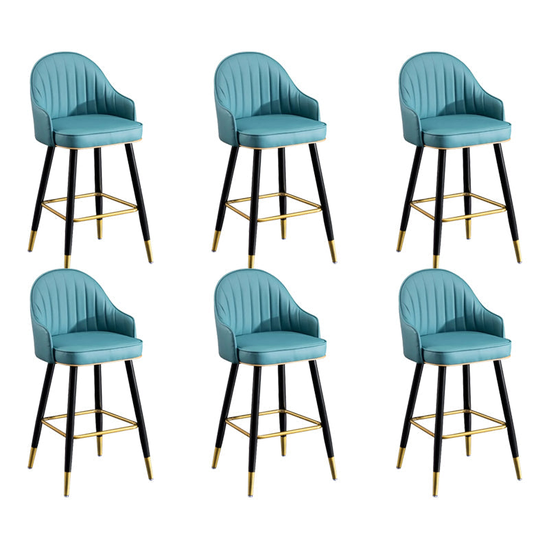 Modern Faux Leather Bar Chair Indoor Upholstered Bar Stool with Footrest