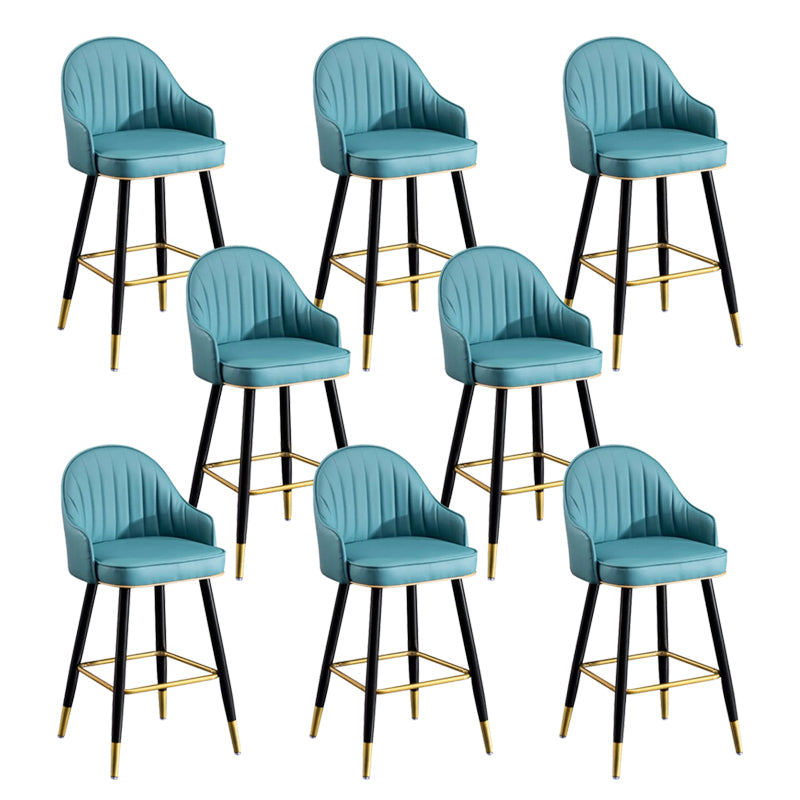 Modern Faux Leather Bar Chair Indoor Upholstered Bar Stool with Footrest