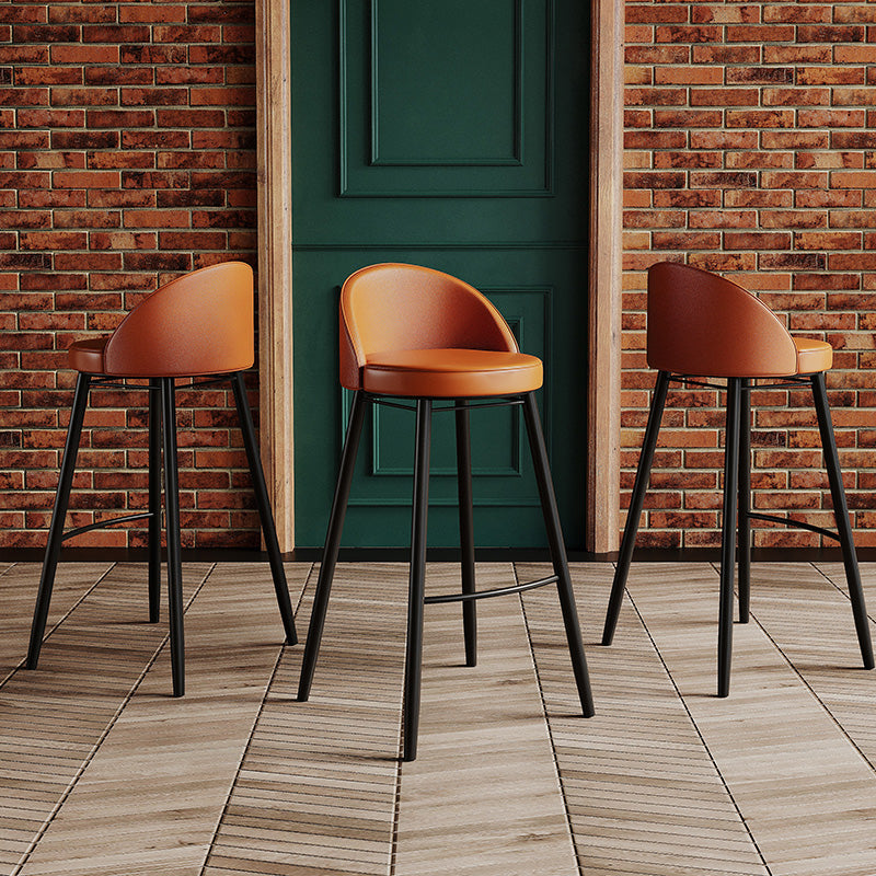 Faux Leather Armless Bar Stool Industrial Low Back Bar Chair with Metal Footrest Clearhalo 'Bar Furniture' 'Bar Stools' 'bar_stools' 'furn' 'furn_bar_stools' 'Furniture' 'Kitchen & Dining Furniture' 5778369