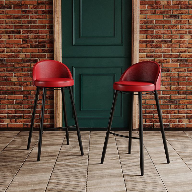 Faux Leather Armless Bar Stool Industrial Low Back Bar Chair with Metal Footrest Clearhalo 'Bar Furniture' 'Bar Stools' 'bar_stools' 'furn' 'furn_bar_stools' 'Furniture' 'Kitchen & Dining Furniture' 5778373