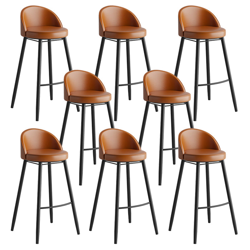 Faux Leather Armless Bar Stool Industrial Low Back Bar Chair with Metal Footrest Coffee 8 Piece Set Clearhalo 'Bar Furniture' 'Bar Stools' 'bar_stools' 'furn' 'furn_bar_stools' 'Furniture' 'Kitchen & Dining Furniture' 5778378