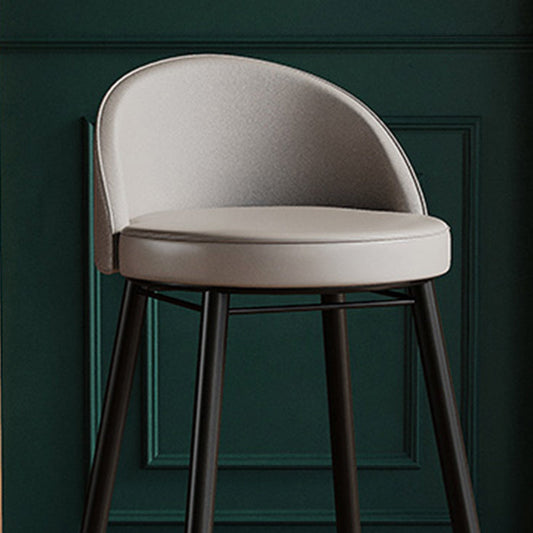 Faux Leather Armless Bar Stool Industrial Low Back Bar Chair with Metal Footrest