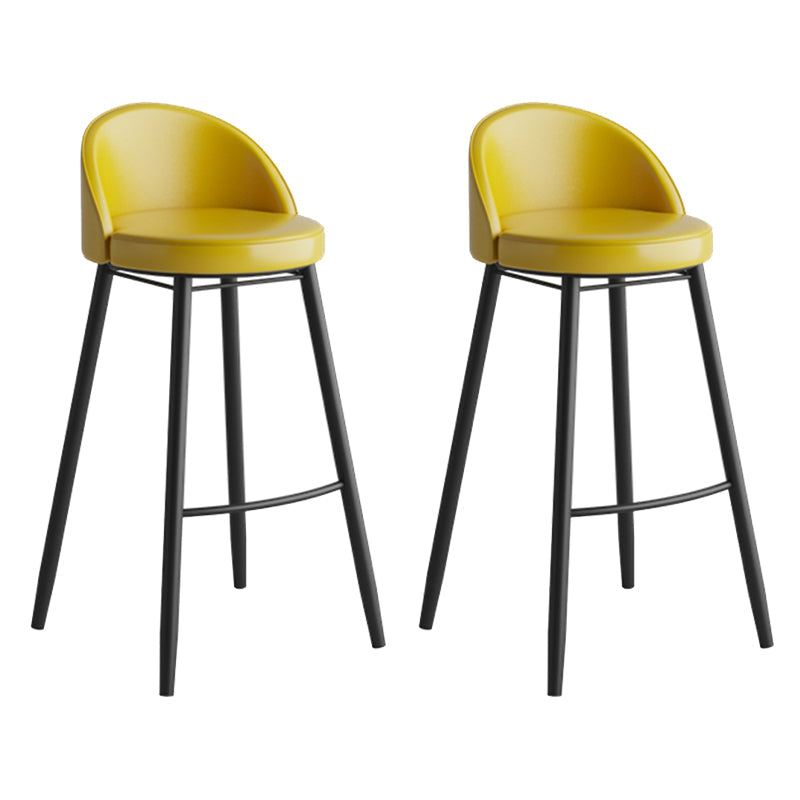 Faux Leather Armless Bar Stool Industrial Low Back Bar Chair with Metal Footrest Yellow 2 Piece Set Clearhalo 'Bar Furniture' 'Bar Stools' 'bar_stools' 'furn' 'furn_bar_stools' 'Furniture' 'Kitchen & Dining Furniture' 5778382