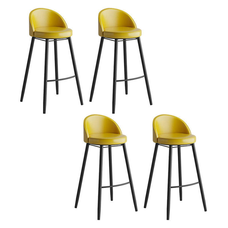 Faux Leather Armless Bar Stool Industrial Low Back Bar Chair with Metal Footrest Yellow 4 Piece Set Clearhalo 'Bar Furniture' 'Bar Stools' 'bar_stools' 'furn' 'furn_bar_stools' 'Furniture' 'Kitchen & Dining Furniture' 5778384