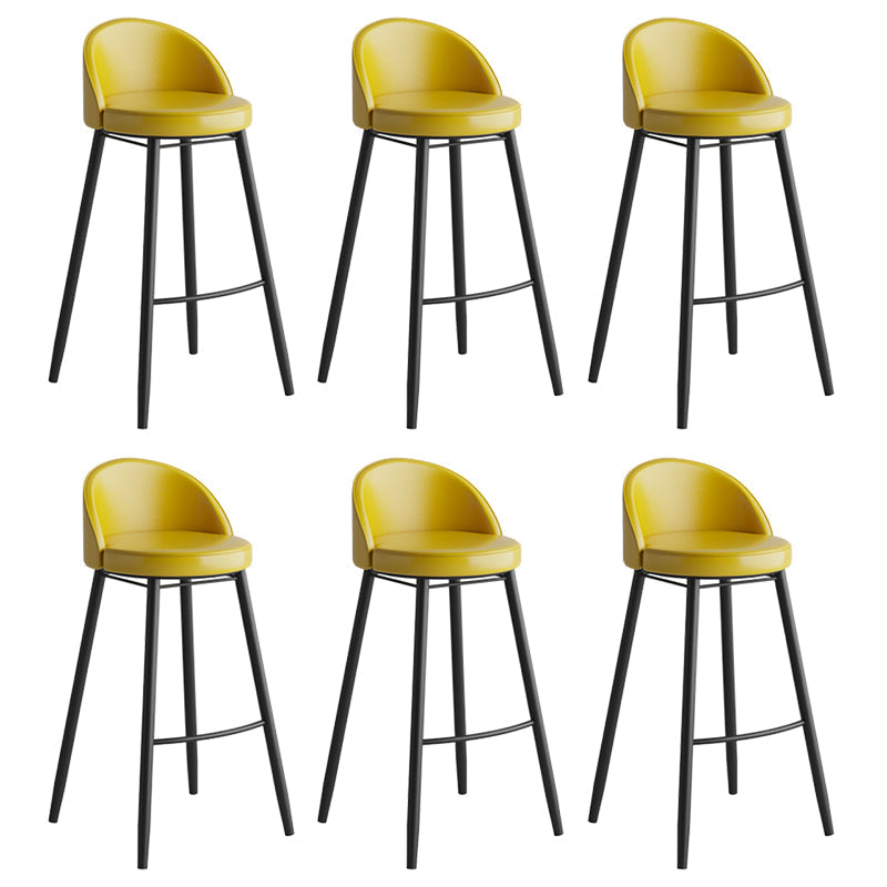 Faux Leather Armless Bar Stool Industrial Low Back Bar Chair with Metal Footrest Yellow 6 Piece Set Clearhalo 'Bar Furniture' 'Bar Stools' 'bar_stools' 'furn' 'furn_bar_stools' 'Furniture' 'Kitchen & Dining Furniture' 5778386