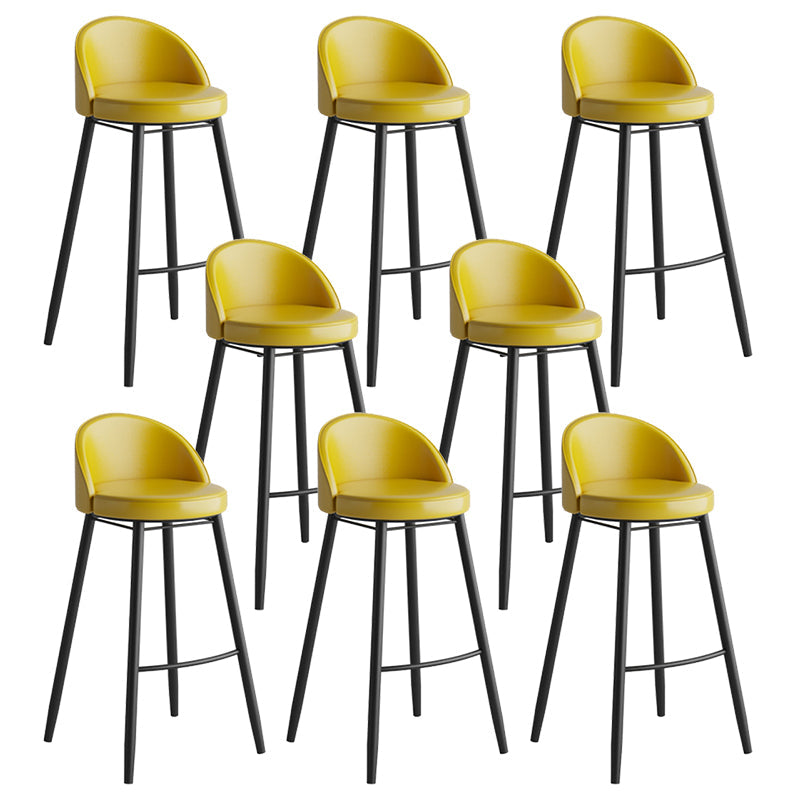 Faux Leather Armless Bar Stool Industrial Low Back Bar Chair with Metal Footrest Yellow 8 Piece Set Clearhalo 'Bar Furniture' 'Bar Stools' 'bar_stools' 'furn' 'furn_bar_stools' 'Furniture' 'Kitchen & Dining Furniture' 5778387