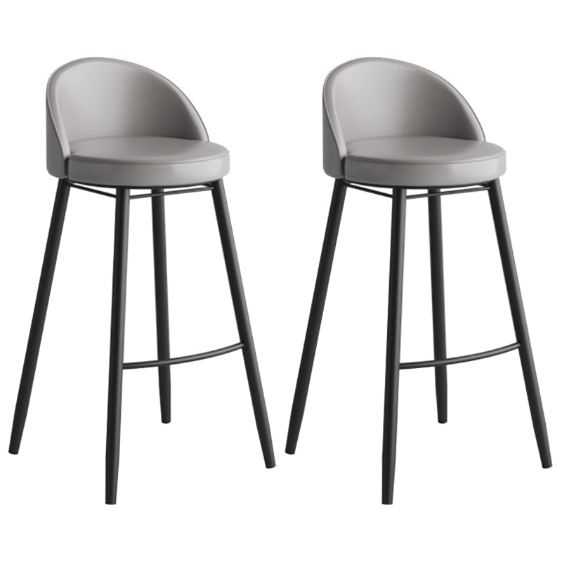Faux Leather Armless Bar Stool Industrial Low Back Bar Chair with Metal Footrest Grey 2 Piece Set Clearhalo 'Bar Furniture' 'Bar Stools' 'bar_stools' 'furn' 'furn_bar_stools' 'Furniture' 'Kitchen & Dining Furniture' 5778390