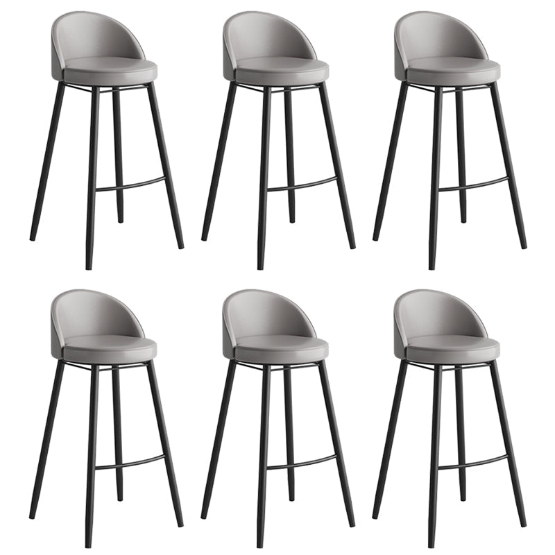 Faux Leather Armless Bar Stool Industrial Low Back Bar Chair with Metal Footrest Grey 6 Piece Set Clearhalo 'Bar Furniture' 'Bar Stools' 'bar_stools' 'furn' 'furn_bar_stools' 'Furniture' 'Kitchen & Dining Furniture' 5778392