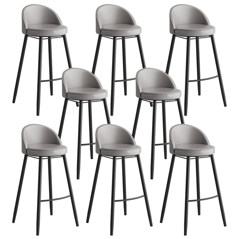 Faux Leather Armless Bar Stool Industrial Low Back Bar Chair with Metal Footrest Grey 8 Piece Set Clearhalo 'Bar Furniture' 'Bar Stools' 'bar_stools' 'furn' 'furn_bar_stools' 'Furniture' 'Kitchen & Dining Furniture' 5778393