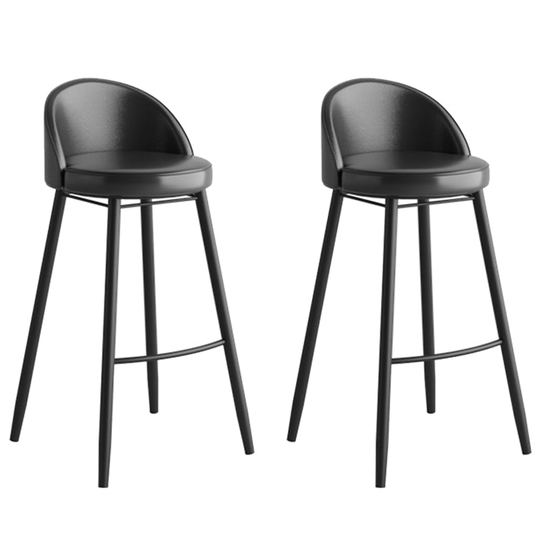 Faux Leather Armless Bar Stool Industrial Low Back Bar Chair with Metal Footrest Black 2 Piece Set Clearhalo 'Bar Furniture' 'Bar Stools' 'bar_stools' 'furn' 'furn_bar_stools' 'Furniture' 'Kitchen & Dining Furniture' 5778395