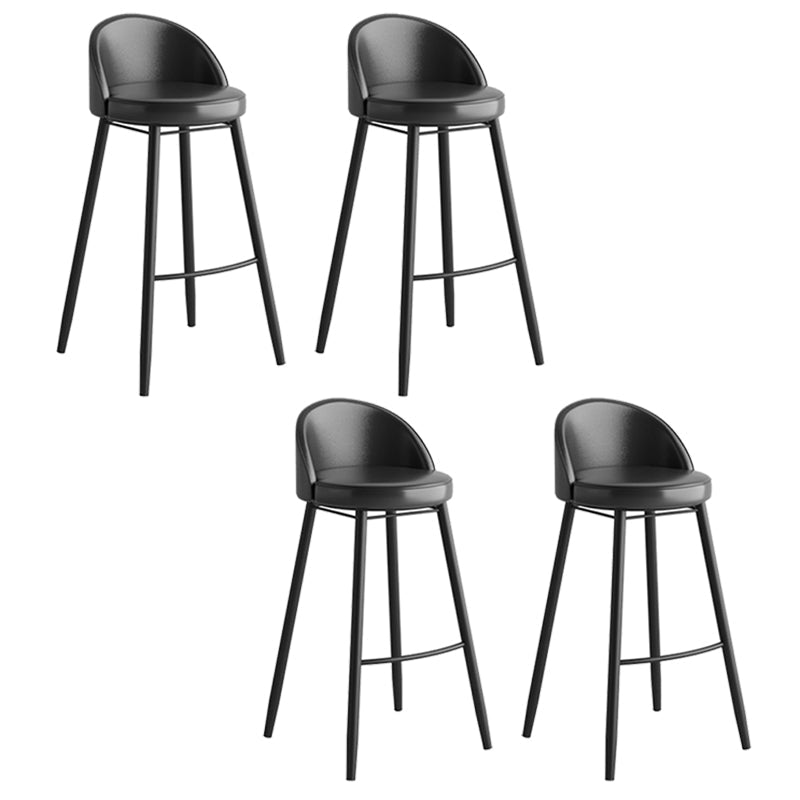 Faux Leather Armless Bar Stool Industrial Low Back Bar Chair with Metal Footrest Black 4 Piece Set Clearhalo 'Bar Furniture' 'Bar Stools' 'bar_stools' 'furn' 'furn_bar_stools' 'Furniture' 'Kitchen & Dining Furniture' 5778396
