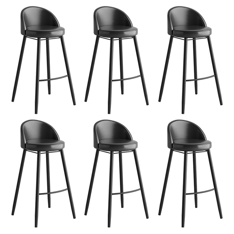 Faux Leather Armless Bar Stool Industrial Low Back Bar Chair with Metal Footrest Black 6 Piece Set Clearhalo 'Bar Furniture' 'Bar Stools' 'bar_stools' 'furn' 'furn_bar_stools' 'Furniture' 'Kitchen & Dining Furniture' 5778397