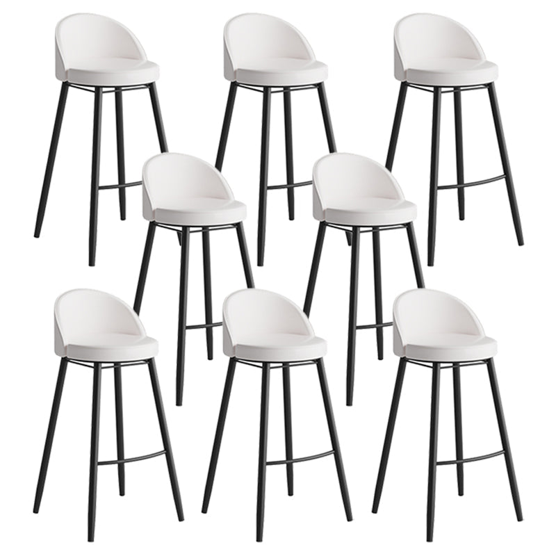 Faux Leather Armless Bar Stool Industrial Low Back Bar Chair with Metal Footrest White 8 Piece Set Clearhalo 'Bar Furniture' 'Bar Stools' 'bar_stools' 'furn' 'furn_bar_stools' 'Furniture' 'Kitchen & Dining Furniture' 5778403