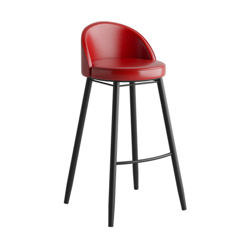 Faux Leather Armless Bar Stool Industrial Low Back Bar Chair with Metal Footrest Red 1 Piece Clearhalo 'Bar Furniture' 'Bar Stools' 'bar_stools' 'furn' 'furn_bar_stools' 'Furniture' 'Kitchen & Dining Furniture' 5778404