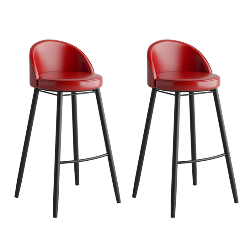 Faux Leather Armless Bar Stool Industrial Low Back Bar Chair with Metal Footrest Red 2 Piece Set Clearhalo 'Bar Furniture' 'Bar Stools' 'bar_stools' 'furn' 'furn_bar_stools' 'Furniture' 'Kitchen & Dining Furniture' 5778405