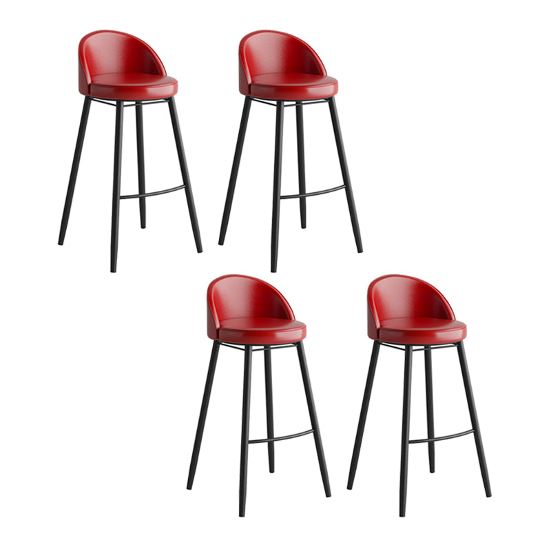 Faux Leather Armless Bar Stool Industrial Low Back Bar Chair with Metal Footrest Red 4 Piece Set Clearhalo 'Bar Furniture' 'Bar Stools' 'bar_stools' 'furn' 'furn_bar_stools' 'Furniture' 'Kitchen & Dining Furniture' 5778406