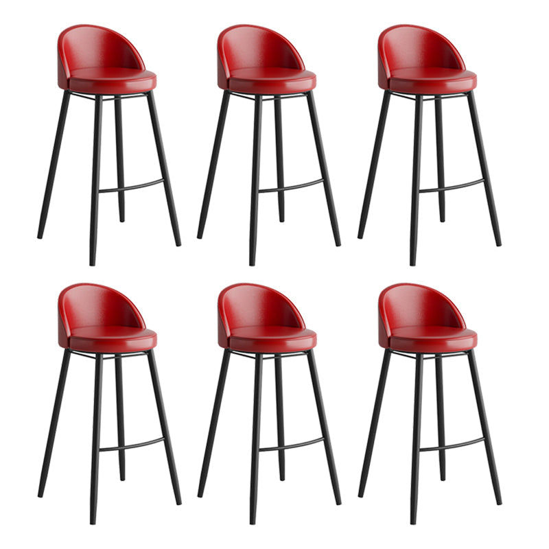 Faux Leather Armless Bar Stool Industrial Low Back Bar Chair with Metal Footrest Red 6 Piece Set Clearhalo 'Bar Furniture' 'Bar Stools' 'bar_stools' 'furn' 'furn_bar_stools' 'Furniture' 'Kitchen & Dining Furniture' 5778407