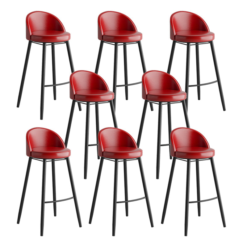 Faux Leather Armless Bar Stool Industrial Low Back Bar Chair with Metal Footrest Red 8 Piece Set Clearhalo 'Bar Furniture' 'Bar Stools' 'bar_stools' 'furn' 'furn_bar_stools' 'Furniture' 'Kitchen & Dining Furniture' 5778408