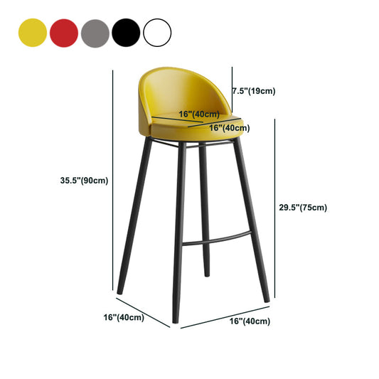 Faux Leather Armless Bar Stool Industrial Low Back Bar Chair with Metal Footrest