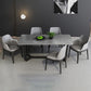 Grey Designer 1/2/5/6/7 Pieces Dining Table Set Rectangle Stone Dinette Set 6 Pieces: Table, 5 Chairs Clearhalo 'Dining Room Sets' 'Dining Tables & Seating' 'dining_room_set' 'furn' 'furn_dining_room_set' 'Furniture' 'Kitchen & Dining Furniture' 5778413