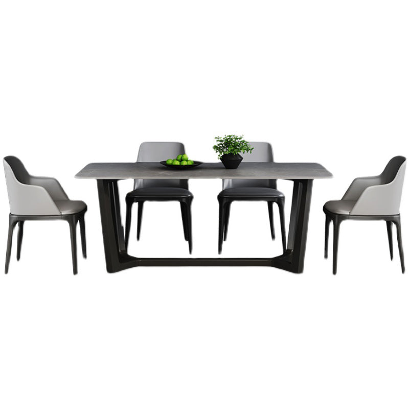 Grey Designer 1/2/5/6/7 Pieces Dining Table Set Rectangle Stone Dinette Set Clearhalo 'Dining Room Sets' 'Dining Tables & Seating' 'dining_room_set' 'furn' 'furn_dining_room_set' 'Furniture' 'Kitchen & Dining Furniture' 5778417