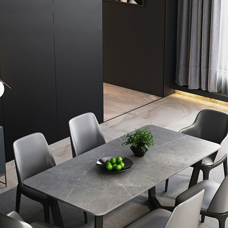 Grey Designer 1/2/5/6/7 Pieces Dining Table Set Rectangle Stone Dinette Set Clearhalo 'Dining Room Sets' 'Dining Tables & Seating' 'dining_room_set' 'furn' 'furn_dining_room_set' 'Furniture' 'Kitchen & Dining Furniture' 5778418