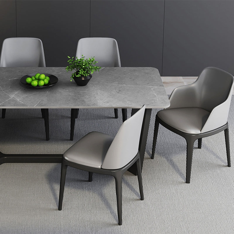 Grey Designer 1/2/5/6/7 Pieces Dining Table Set Rectangle Stone Dinette Set Clearhalo 'Dining Room Sets' 'Dining Tables & Seating' 'dining_room_set' 'furn' 'furn_dining_room_set' 'Furniture' 'Kitchen & Dining Furniture' 5778421