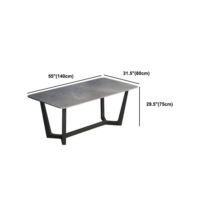 Grey Designer 1/2/5/6/7 Pieces Dining Table Set Rectangle Stone Dinette Set Clearhalo 'Dining Room Sets' 'Dining Tables & Seating' 'dining_room_set' 'furn' 'furn_dining_room_set' 'Furniture' 'Kitchen & Dining Furniture' 5778427