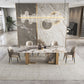 Nordic Glam Rectangle Sintered Stone Table Set 1/4/5/6/8 Pieces Dining Set 6 Pieces: Table, 5 Chairs Clearhalo 'Dining Room Sets' 'Dining Tables & Seating' 'dining_room_set' 'furn' 'furn_dining_room_set' 'Furniture' 'Kitchen & Dining Furniture' 5778460