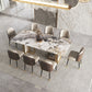 Nordic Glam Rectangle Sintered Stone Table Set 1/4/5/6/8 Pieces Dining Set Clearhalo 'Dining Room Sets' 'Dining Tables & Seating' 'dining_room_set' 'furn' 'furn_dining_room_set' 'Furniture' 'Kitchen & Dining Furniture' 5778467