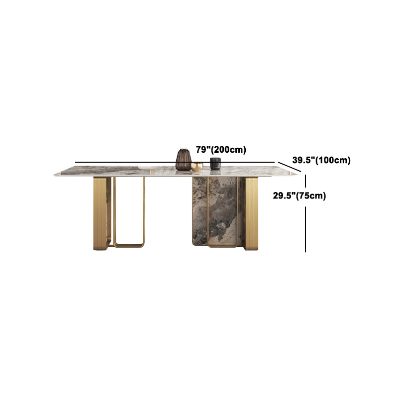 Nordic Glam Rectangle Sintered Stone Table Set 1/4/5/6/8 Pieces Dining Set Clearhalo 'Dining Room Sets' 'Dining Tables & Seating' 'dining_room_set' 'furn' 'furn_dining_room_set' 'Furniture' 'Kitchen & Dining Furniture' 5778471