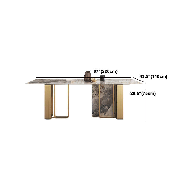 Nordic Glam Rectangle Sintered Stone Table Set 1/4/5/6/8 Pieces Dining Set Clearhalo 'Dining Room Sets' 'Dining Tables & Seating' 'dining_room_set' 'furn' 'furn_dining_room_set' 'Furniture' 'Kitchen & Dining Furniture' 5778472