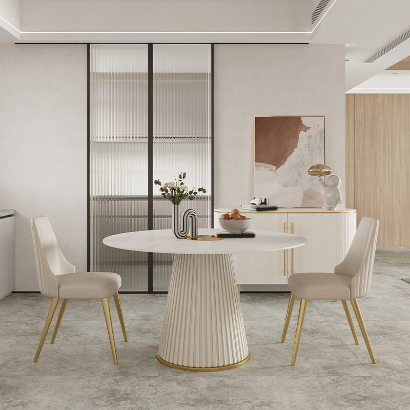 Nordic Glam Rectangle Sintered Stone Table Set 1/2/3/5/7 Pieces Dining Set 3 Pieces: Table, 2 Chairs Clearhalo 'Dining Room Sets' 'Dining Tables & Seating' 'dining_room_set' 'furn' 'furn_dining_room_set' 'Furniture' 'Kitchen & Dining Furniture' 5778474