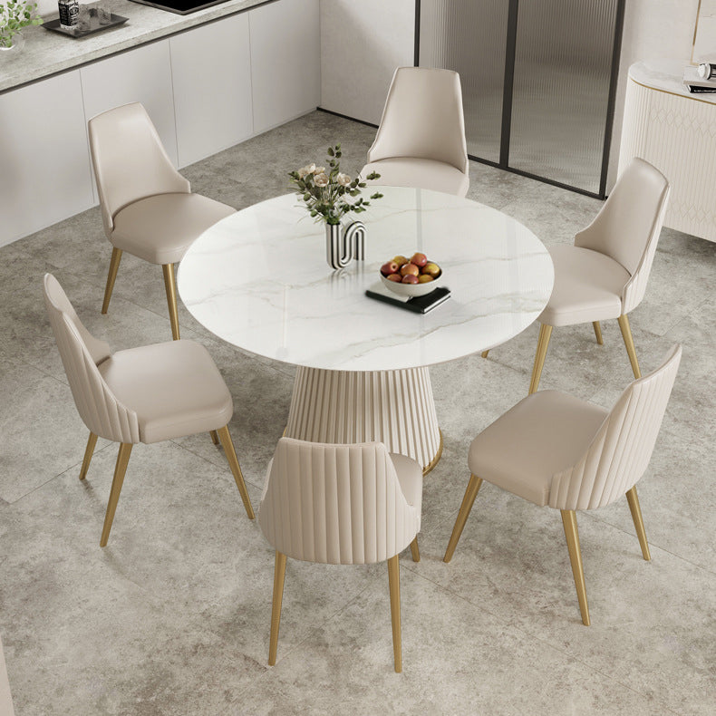 Nordic Glam Rectangle Sintered Stone Table Set 1/2/3/5/7 Pieces Dining Set Clearhalo 'Dining Room Sets' 'Dining Tables & Seating' 'dining_room_set' 'furn' 'furn_dining_room_set' 'Furniture' 'Kitchen & Dining Furniture' 5778478