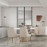 Nordic Glam Rectangle Sintered Stone Table Set 1/2/3/5/7 Pieces Dining Set Clearhalo 'Dining Room Sets' 'Dining Tables & Seating' 'dining_room_set' 'furn' 'furn_dining_room_set' 'Furniture' 'Kitchen & Dining Furniture' 5778484