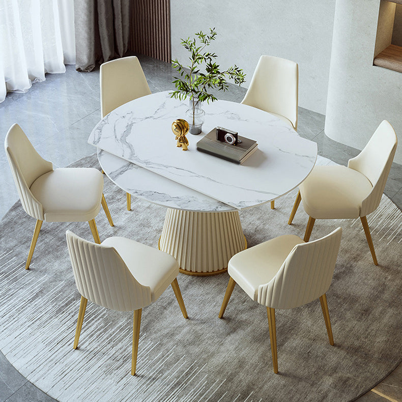 Nordic Glam Rectangle Sintered Stone Table Set 1/2/3/5/7 Pieces Dining Set Clearhalo 'Dining Room Sets' 'Dining Tables & Seating' 'dining_room_set' 'furn' 'furn_dining_room_set' 'Furniture' 'Kitchen & Dining Furniture' 5778485