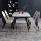 Contemporary Dining Set 1/2/5/7 Pcs White Stone Top Table with Faux Leather Chairs 5 Pieces: Table, 4 Chairs Clearhalo 'Dining Room Sets' 'Dining Tables & Seating' 'dining_room_set' 'furn' 'furn_dining_room_set' 'Furniture' 'Kitchen & Dining Furniture' 5778493
