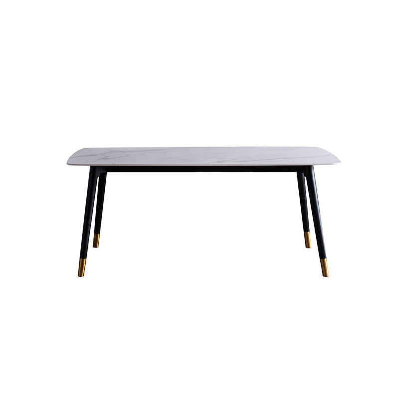 Contemporary Dining Set 1/2/5/7 Pcs White Stone Top Table with Faux Leather Chairs Clearhalo 'Dining Room Sets' 'Dining Tables & Seating' 'dining_room_set' 'furn' 'furn_dining_room_set' 'Furniture' 'Kitchen & Dining Furniture' 5778496