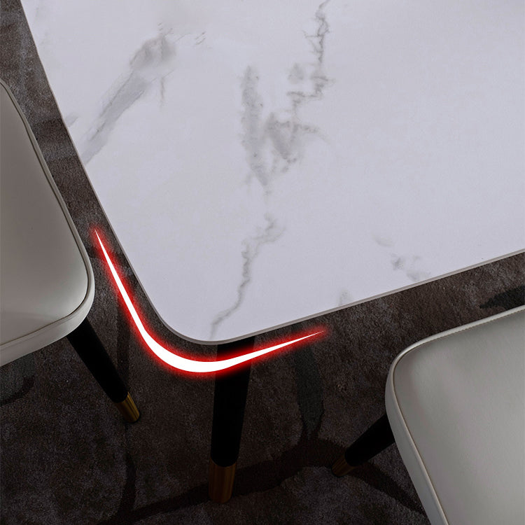 Contemporary Dining Set 1/2/5/7 Pcs White Stone Top Table with Faux Leather Chairs Clearhalo 'Dining Room Sets' 'Dining Tables & Seating' 'dining_room_set' 'furn' 'furn_dining_room_set' 'Furniture' 'Kitchen & Dining Furniture' 5778499