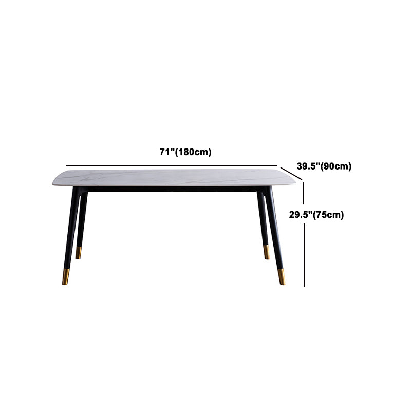 Contemporary Dining Set 1/2/5/7 Pcs White Stone Top Table with Faux Leather Chairs Clearhalo 'Dining Room Sets' 'Dining Tables & Seating' 'dining_room_set' 'furn' 'furn_dining_room_set' 'Furniture' 'Kitchen & Dining Furniture' 5778506