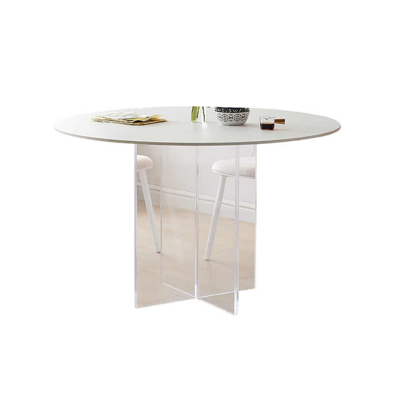 丸いダイニングテーブルセット1/3/4/5 PCSプラスチックサイドチェア付きアクリルベースダイニングテーブル