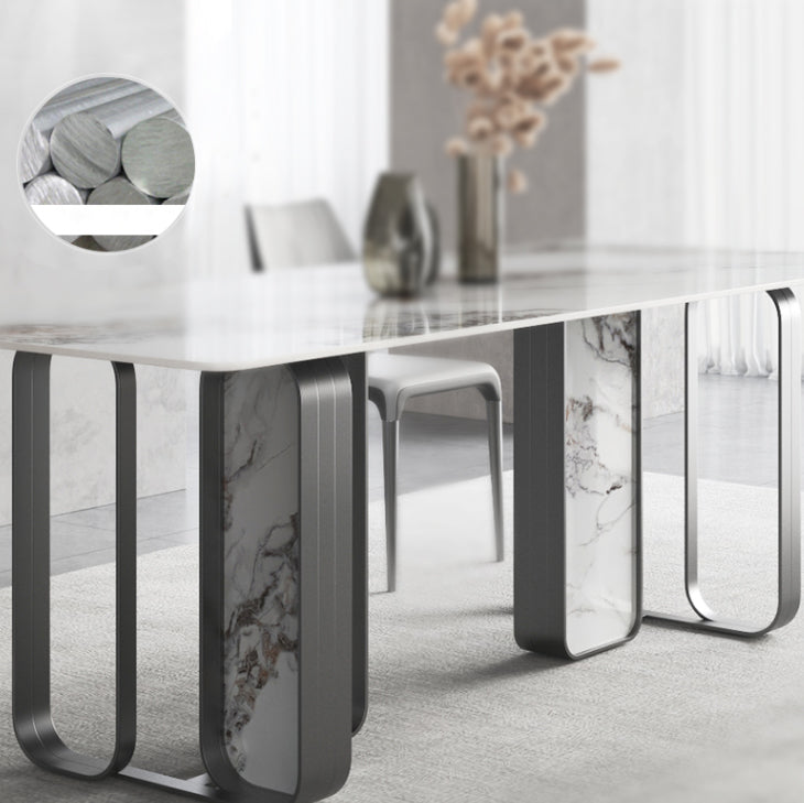 Modernes, rechteckiges Tischset aus gesintertem Stein, 1/3/4/5-teiliges Esszimmerset