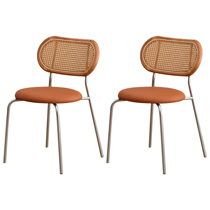 Rectangle Dining Set 1/2/5 Pcs Solid Wood Dining Table and Chairs 2 Orange Chairs Clearhalo 'Dining Room Sets' 'Dining Tables & Seating' 'dining_room_set' 'furn' 'furn_dining_room_set' 'Furniture' 'Kitchen & Dining Furniture' 5778616