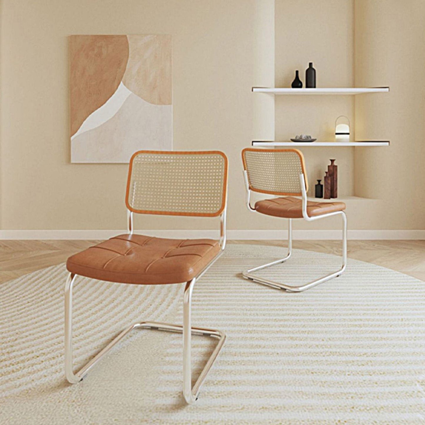 White Modern Table Set 1/2/3/5 Pcs Kitchen Table and Chairs with Metal Frame