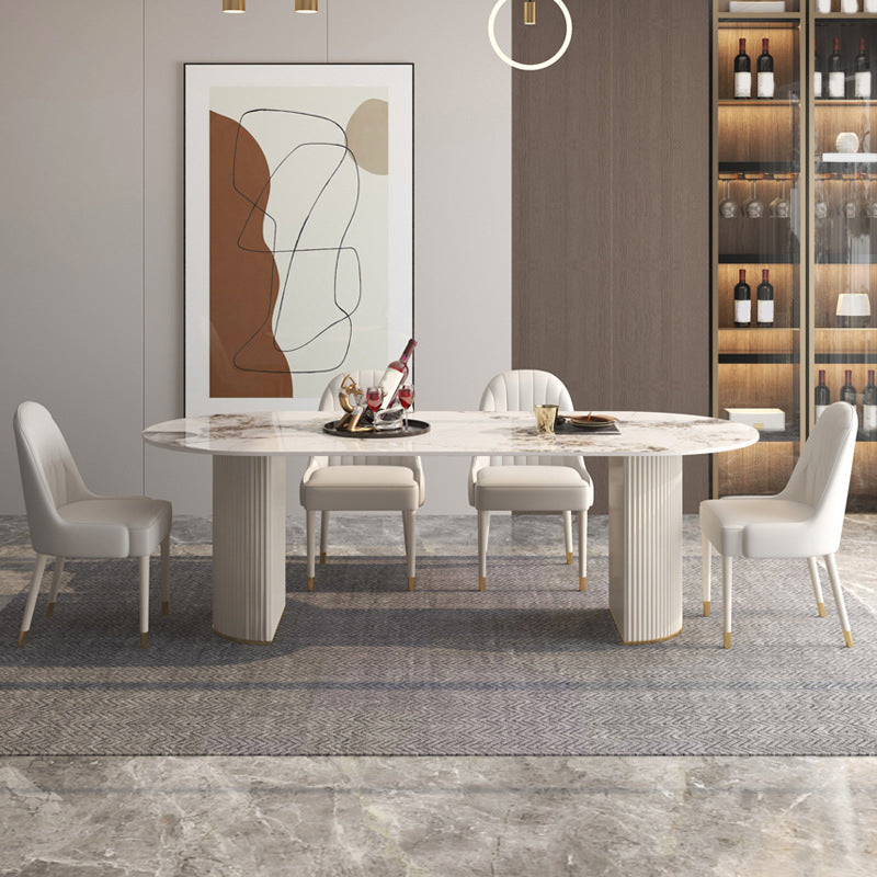 グラムスタイルの焼結ストーンダイニングセットオーバル1/3/4/5/7ピースダイニングセット