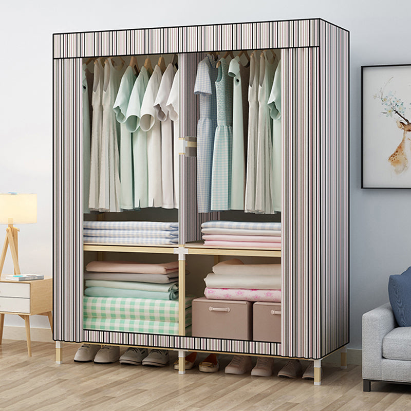 Contemporary Style Wardrobe Armoire Solid Wood Bedroom Wardrobe Closet with Shelves