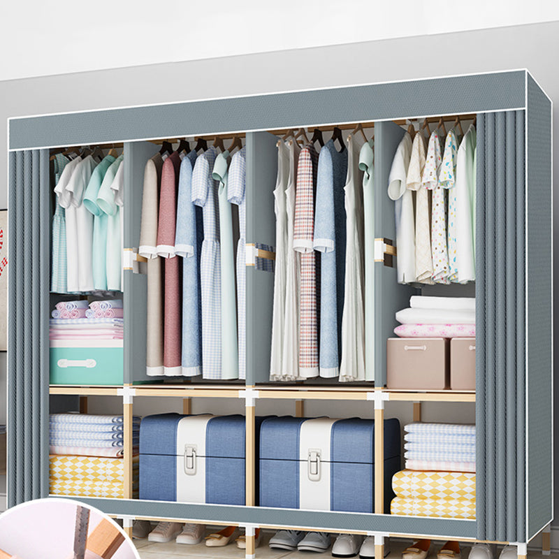 Contemporary Style Wardrobe Armoire Solid Wood Bedroom Wardrobe Closet with Shelves