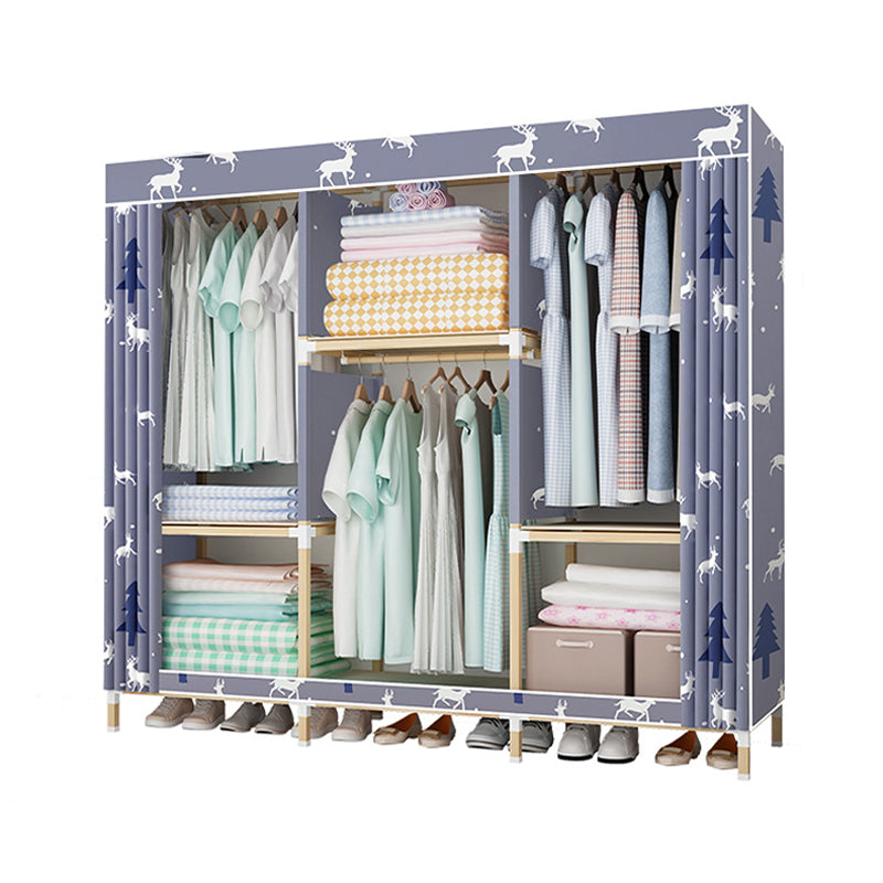 Contemporary Style Wardrobe Armoire Solid Wood Bedroom Wardrobe Closet with Shelves