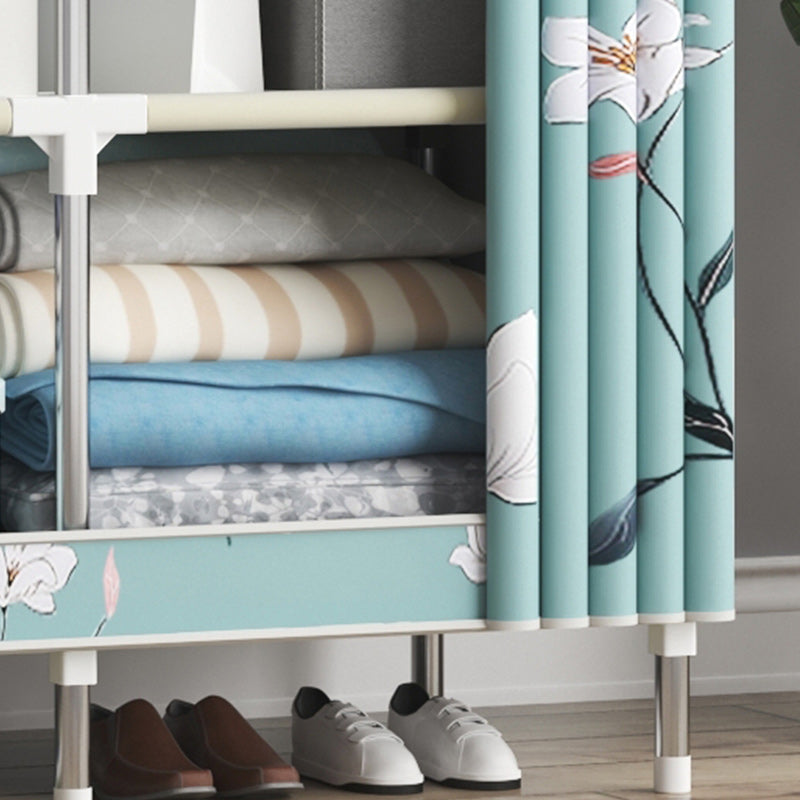 Armario de armario de dormitorio de metal de estilo contemporáneo con estantes