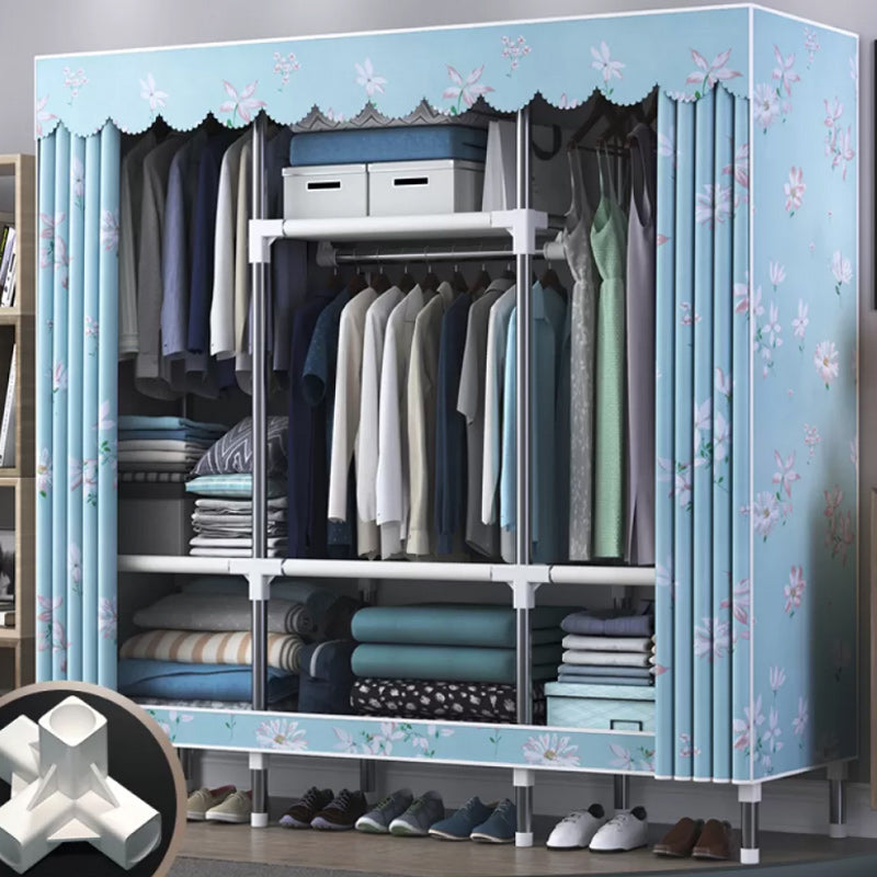 Armario de armario de dormitorio de metal de estilo contemporáneo con estantes